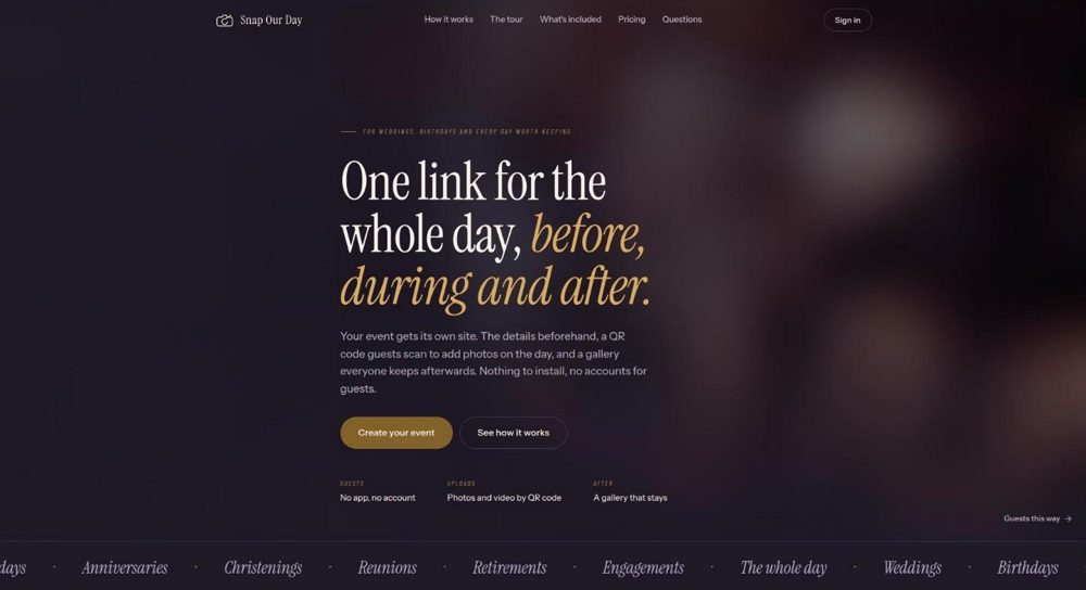 Snap Our Day homepage